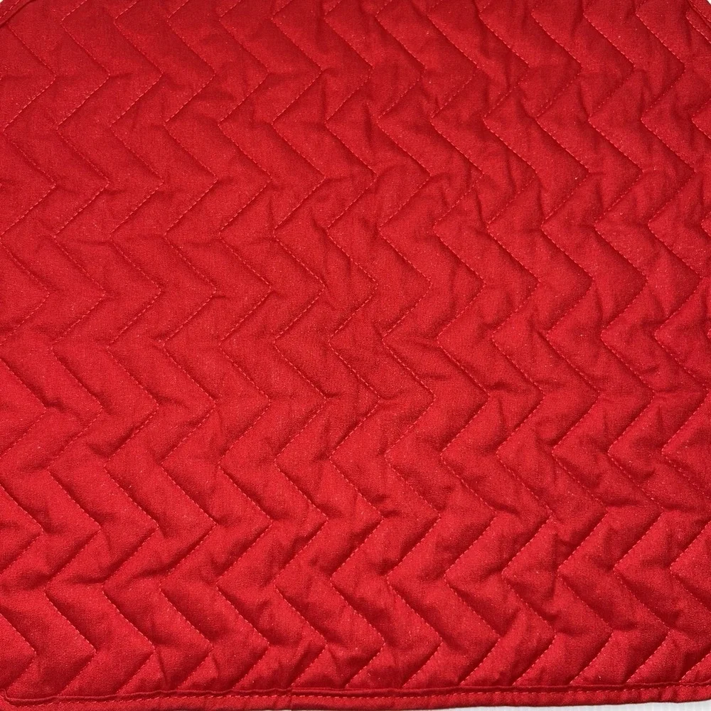Handmade‎ Red And Green Quilted Zig Zag Placemats Set Of 4 Christmas Holiday